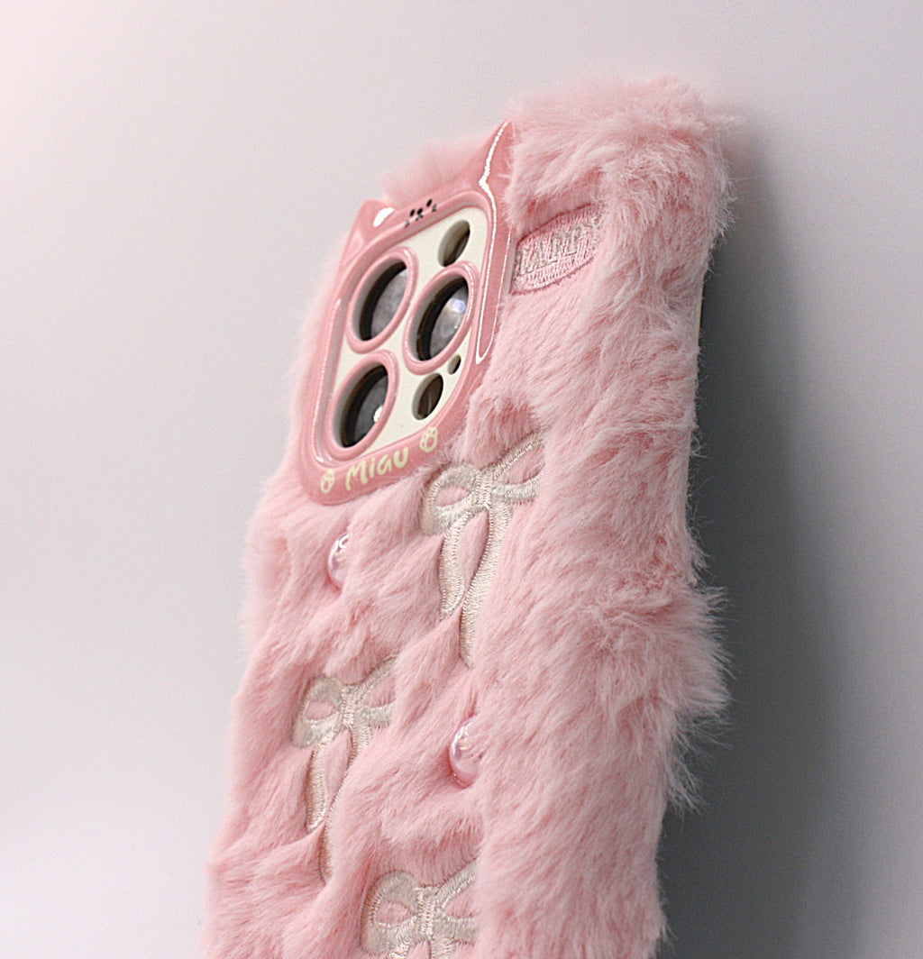 Fluffy Plush TPU Cover Med Sløjfer